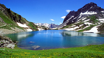 05. Massif des Rochilles, vue gÃnÃrale du lac du Grand Ban, plaques de HD wallpaper